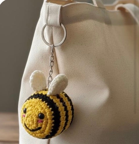Crochet HoneyBee Keychain
