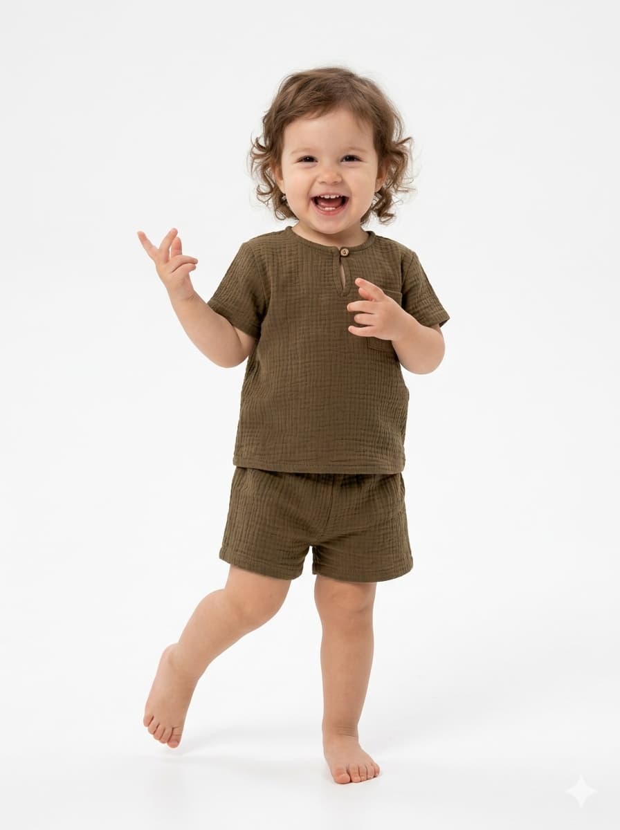 Chocolate Brown Henley Set