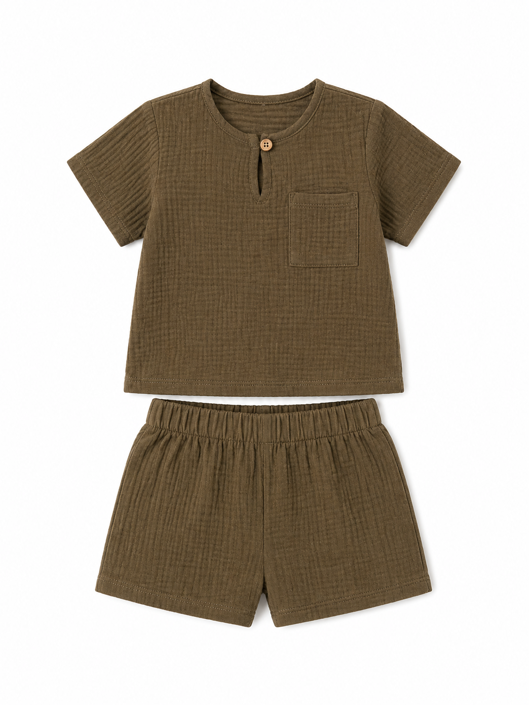 Chocolate Brown Henley Set
