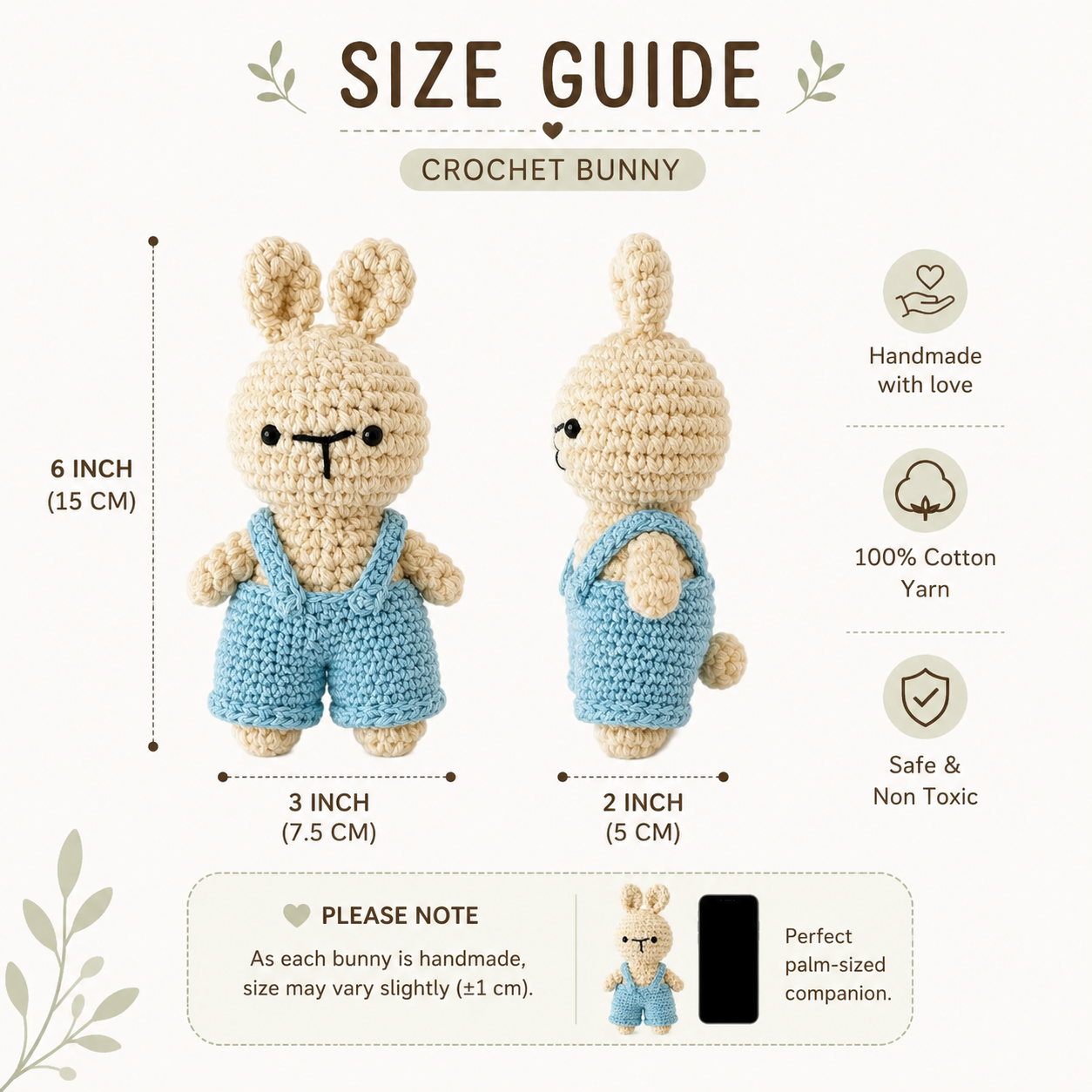 Crochet Bunny Toy 6inch